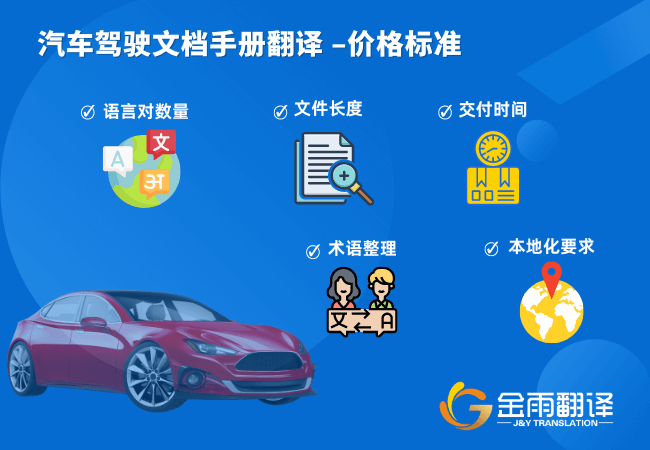 汽车驾驶文档手册翻译 - 价格标准